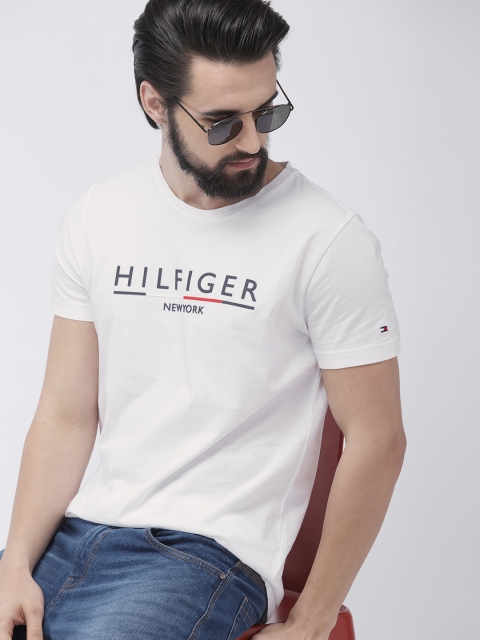 

Tommy Hilfiger Men White Printed Round Neck T-shirt