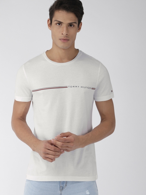 

Tommy Hilfiger Men White Striped Round Neck T-shirt