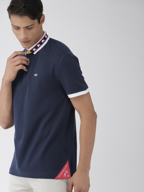 

Tommy Hilfiger Men Navy Blue Solid Polo T-shirt
