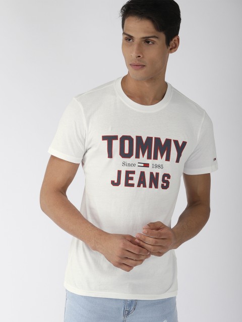 

Tommy Hilfiger Men White Printed Round Neck T-shirt