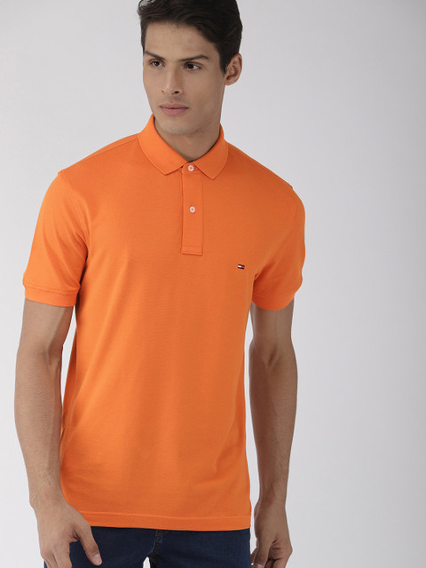 

Tommy Hilfiger Men Orange Solid Regular Fit Polo Collar T-shirt
