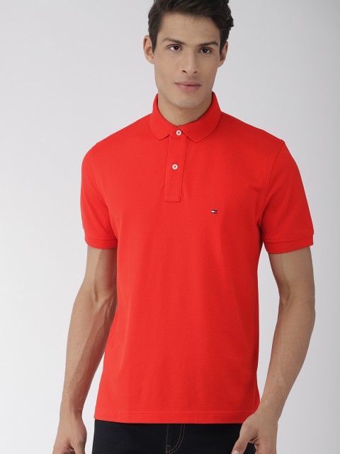 

Tommy Hilfiger Men Red Solid Polo Collar T-shirt