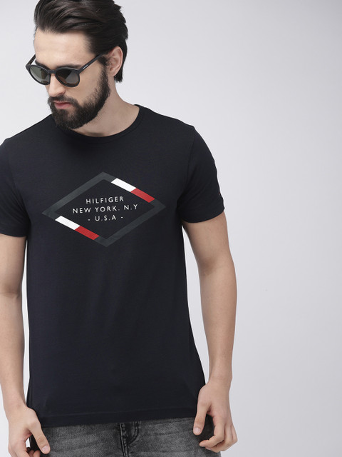 

Tommy Hilfiger Men Navy Blue Printed Round Neck T-shirt