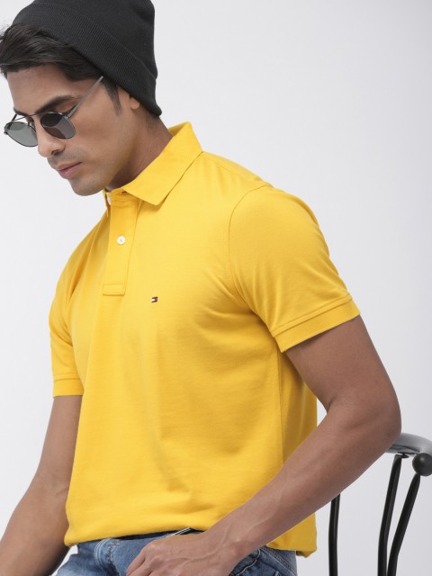 

Tommy Hilfiger Men Yellow Solid Polo Collar T-shirt