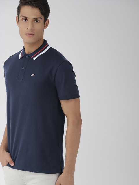 

Tommy Hilfiger Men Navy Blue Solid Polo T-shirt