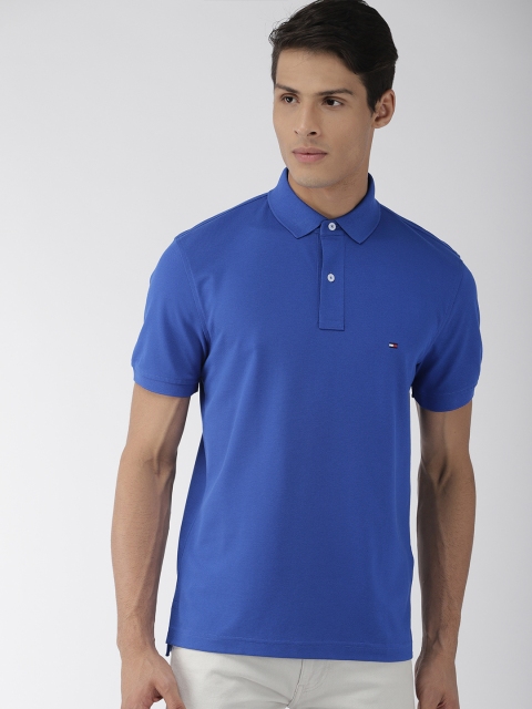 

Tommy Hilfiger Men Blue Solid Polo Collar T-shirt