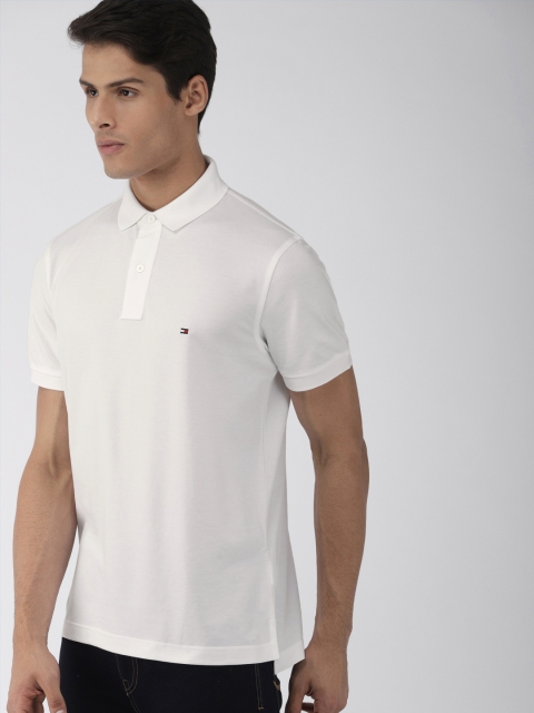 

Tommy Hilfiger Men White Solid Polo T-shirt