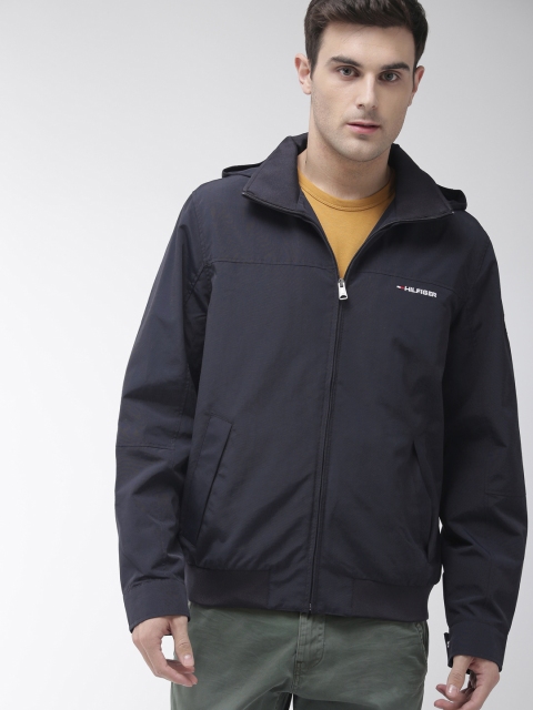 

Tommy Hilfiger Men Navy Blue Solid Water Resistant Sporty Jacket