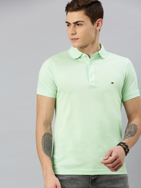 

Tommy Hilfiger Men Green Solid Polo Collar T-shirt