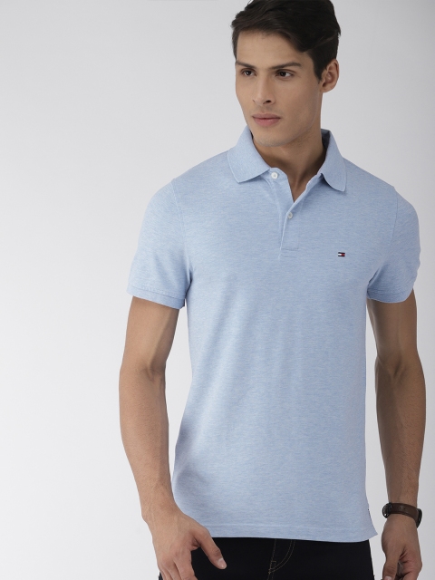 

Tommy Hilfiger Men Blue Solid Slim Fit Polo Collar T-shirt