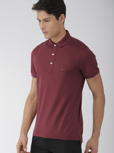 

Tommy Hilfiger Men Burgundy Solid Polo T-shirt
