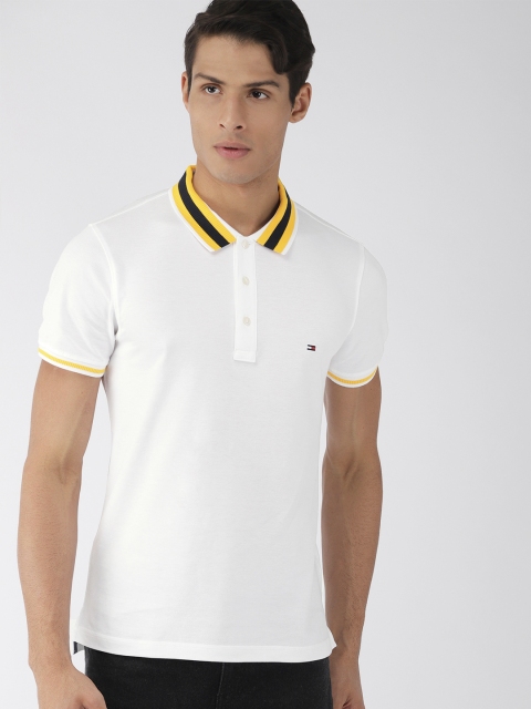 

Tommy Hilfiger Men White Solid Polo Pure Cotton T-shirt