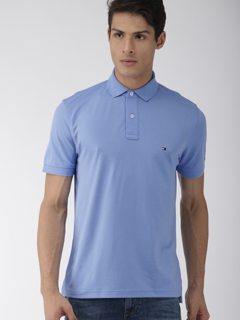 

Tommy Hilfiger Men Blue Solid Regular Fit Polo Collar T-shirt