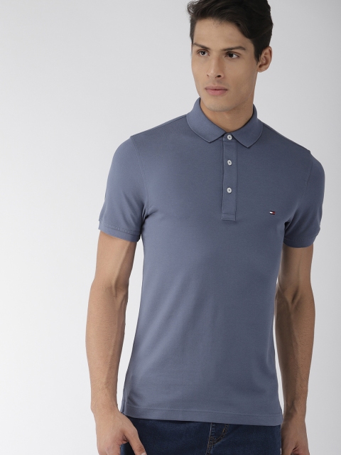 

Tommy Hilfiger Men Grey Solid Regular Fit Polo Collar T-shirt