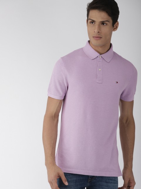 

Tommy Hilfiger Men Violet Solid Regular Fit Polo Collar T-shirt