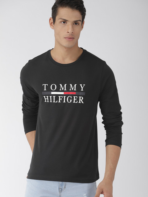

Tommy Hilfiger Men Black Printed Round Neck T-shirt