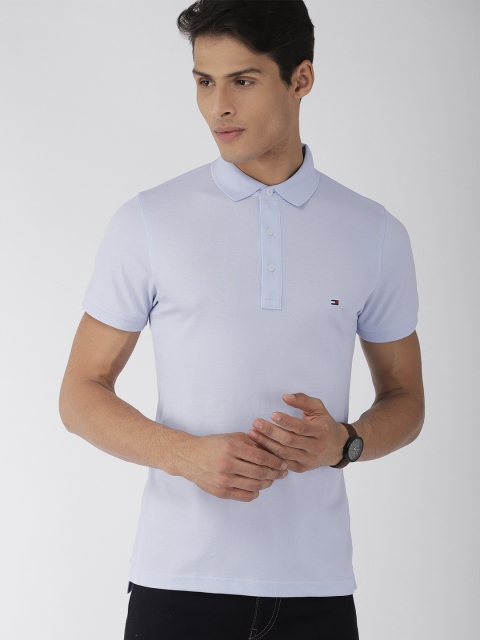 

Tommy Hilfiger Men Blue Solid Polo Collar T-shirt
