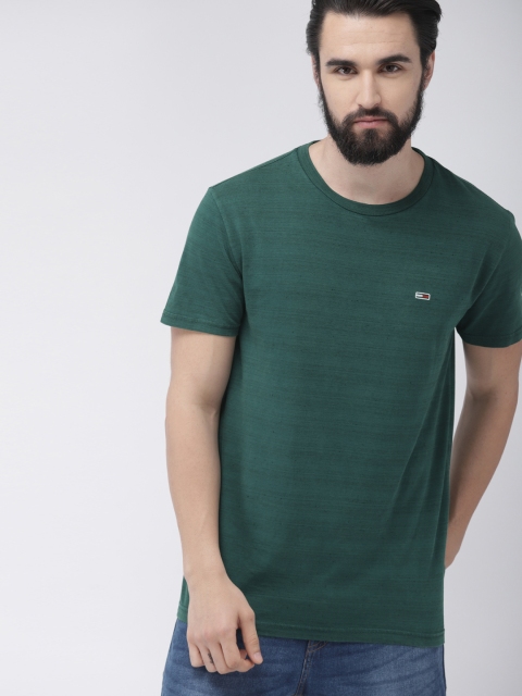 

Tommy Hilfiger Men Teal Green Solid Round Neck T-shirt