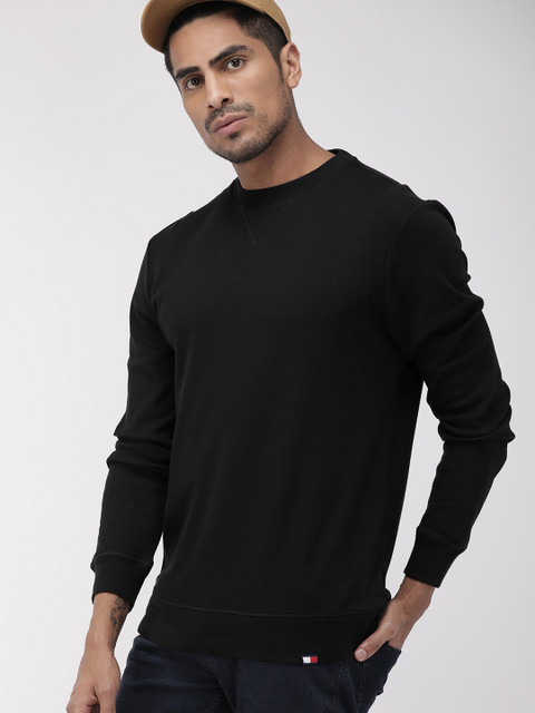 

Tommy Hilfiger Men Black Solid Sweatshirt