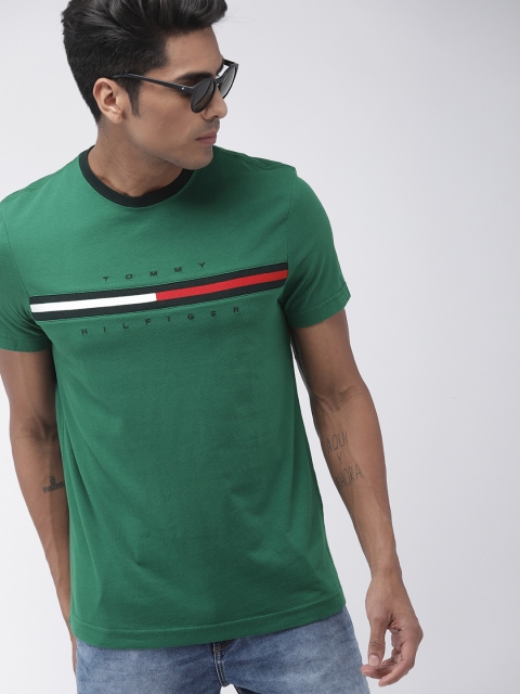 

Tommy Hilfiger Men Green Printed Round Neck T-shirt