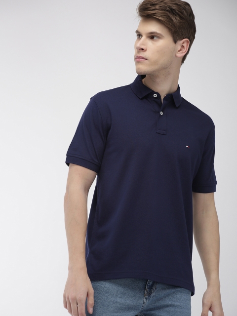 

Tommy Hilfiger Men Navy Blue Solid Polo Collar T-shirt