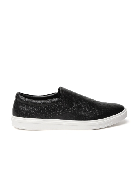 

ether Men Black Textured Slip-On Sneakers