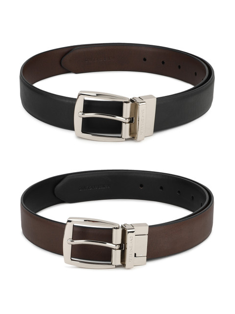 

Peter England Men Black Solid Reversible Belt