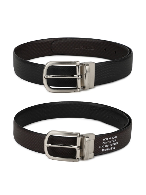 

Peter England Men Black Textured Reversible Belt