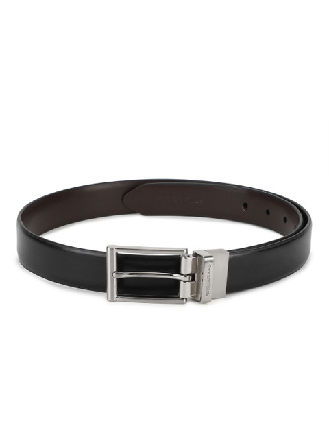 

Peter England Men Black & Coffee Brown Solid Reversible Belt