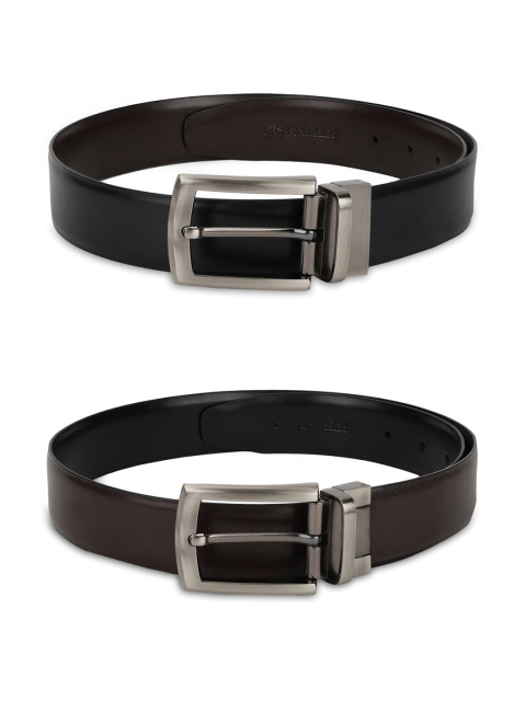 

Peter England Men Black Solid Reversible Belt
