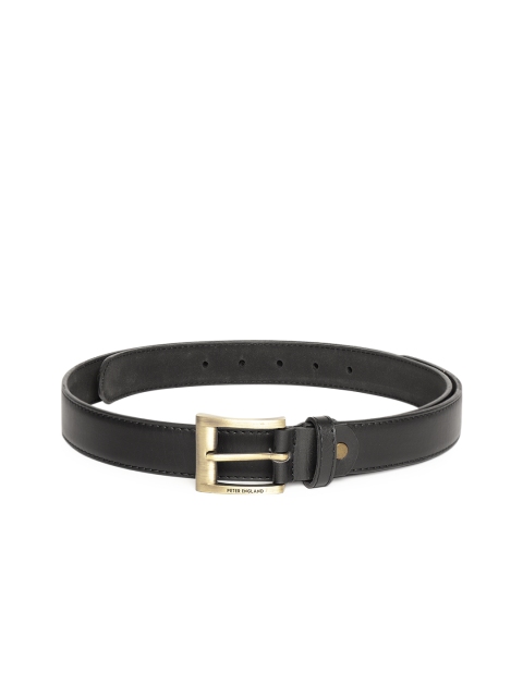 

Peter England Men Black Solid Leather Belt