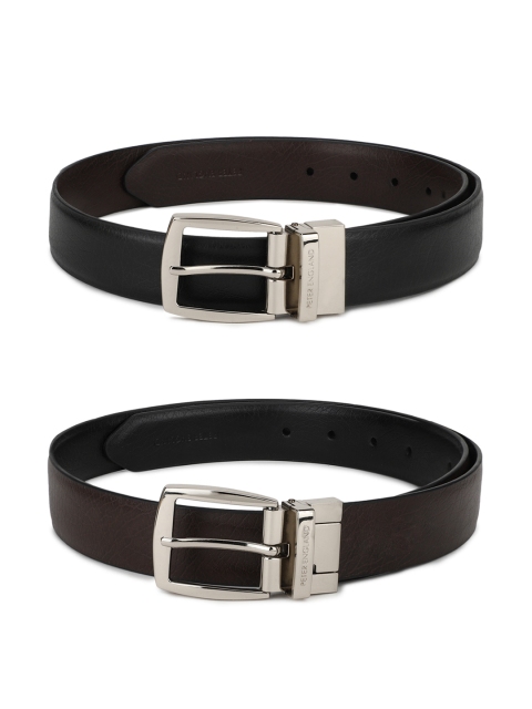 

Peter England Men Black Textured Reversible Belt