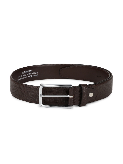 

Peter England Men Brown Leather Textured Belt