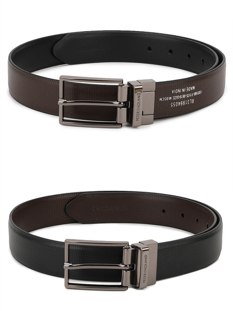 

Peter England Men Black & Brown Solid Reversible Belt