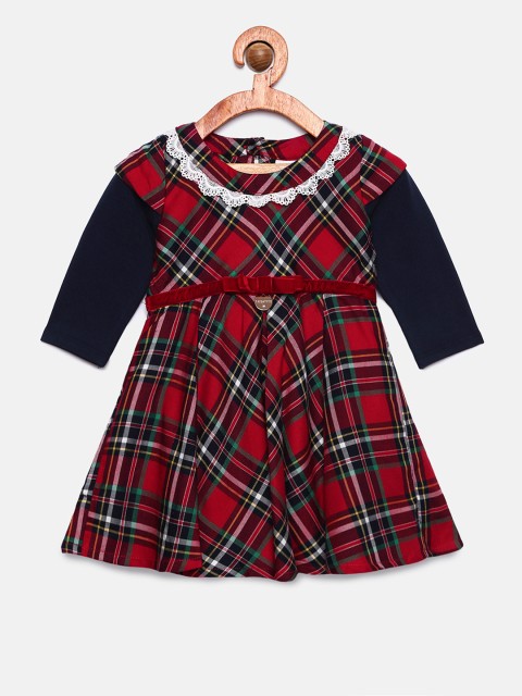 

Peppermint Girls Red & Navy Blue Fit and Flare Dress