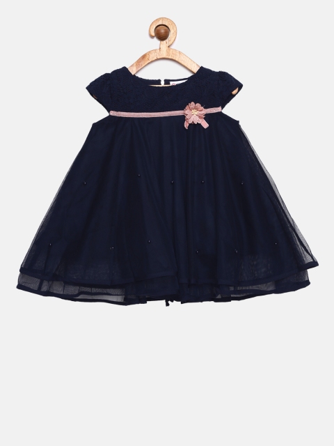 

Peppermint Girls Navy Blue Self Design Empire Dress