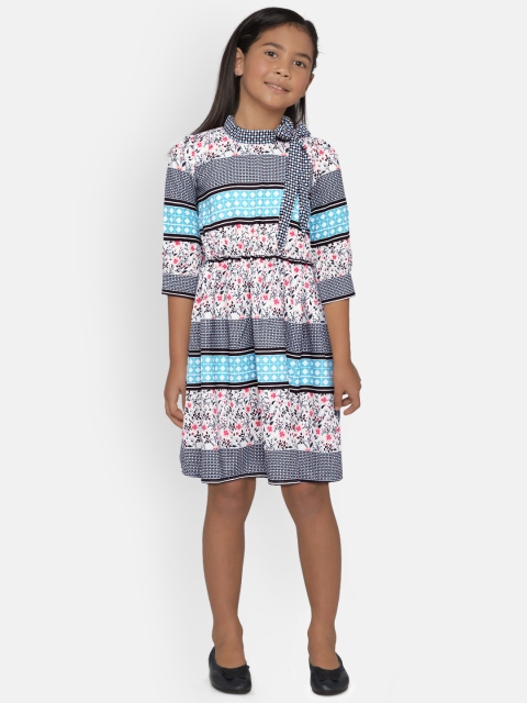 

Peppermint Girls Sea Green & Black Fit and Flare Dress