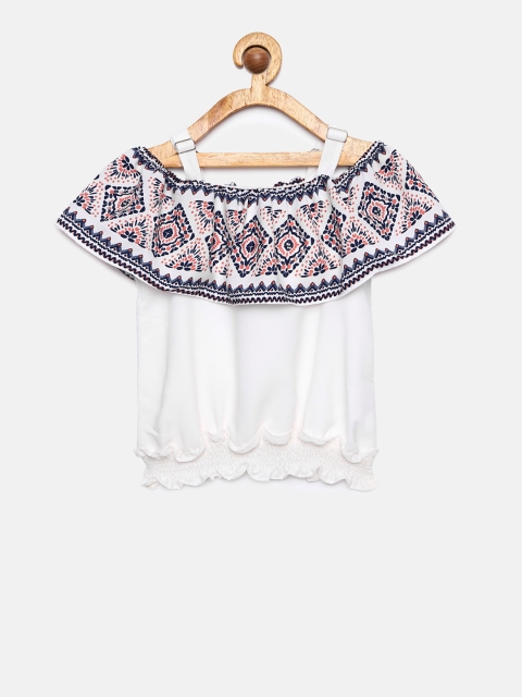 

Peppermint Girls Off-White & Blue Printed Top