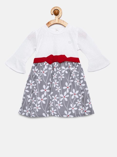 

Peppermint Girls Grey & Off-White Fit and Flare Dress
