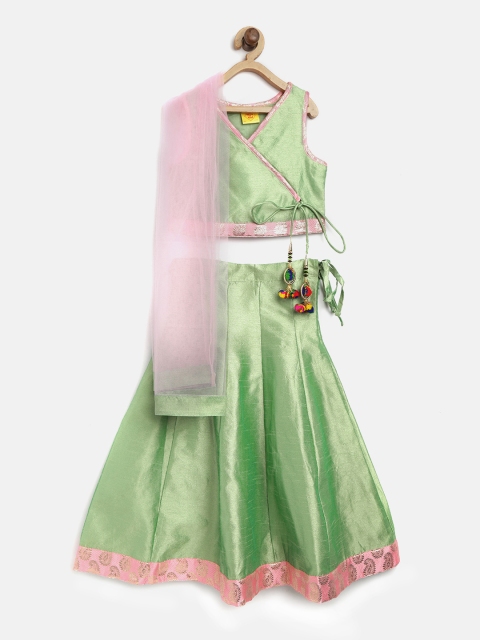

612 league Girls Green & Pink Ready to Wear Lehenga & Blouse with Dupatta