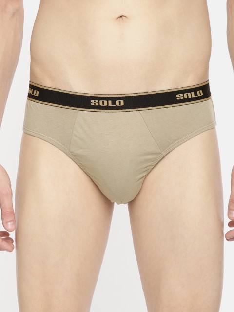 

SOLO Men Camel Brown Edge Outer Elastic Cotton Stretch Brief