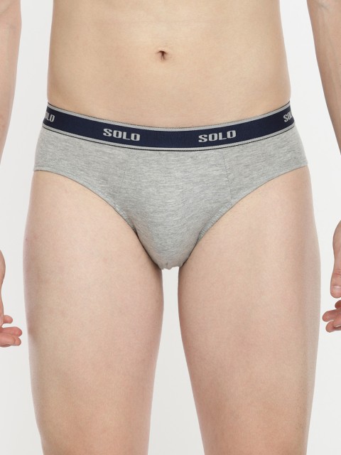 

SOLO Men Grey Melange Solid Brief
