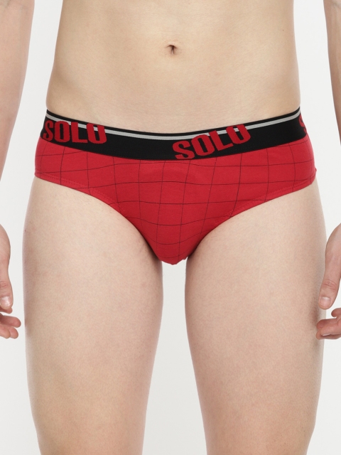 

SOLO Men Red & Black Checked Brief