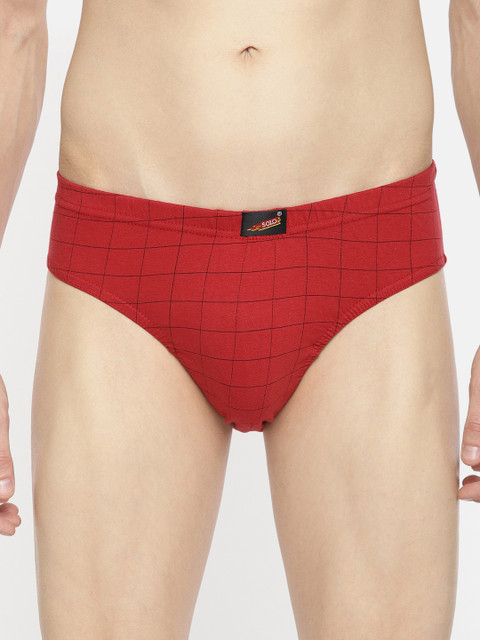 

SOLO Men Red & Black Checks Inner Elastic Cotton Ultra Soft Modern Stretch Brief