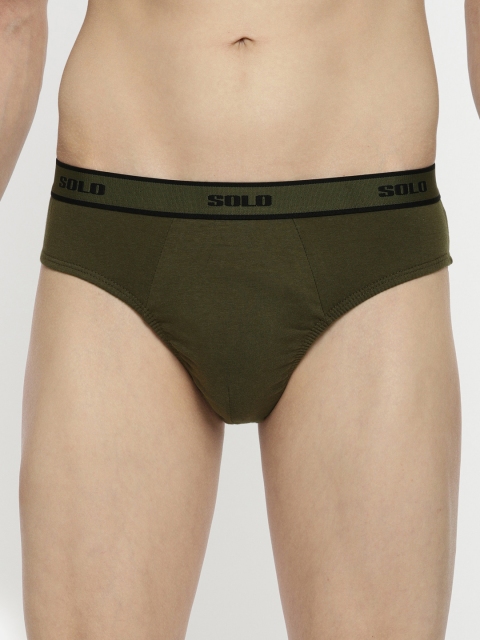 

SOLO Men Olive Green Solid Briefs