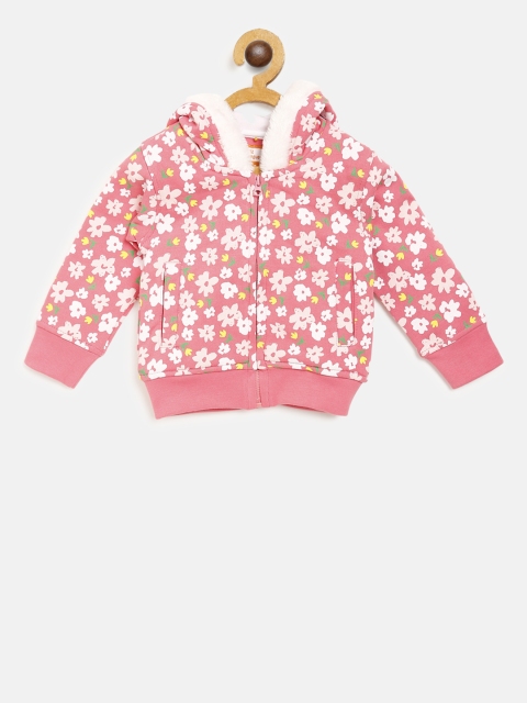 

612 league Girls Pink & White Printed Hooded Sweatshirt