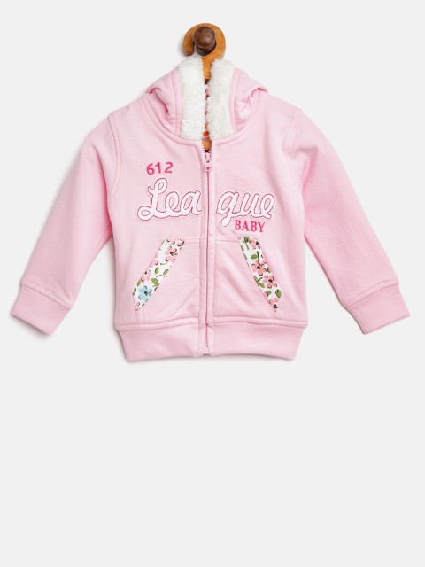 

612 league Girls Pink Applique Hooded Sweatshirt