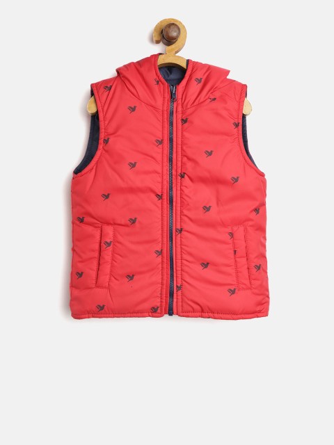 

612 league Boys Red & Navy Blue Hooded Reversible Padded Jacket