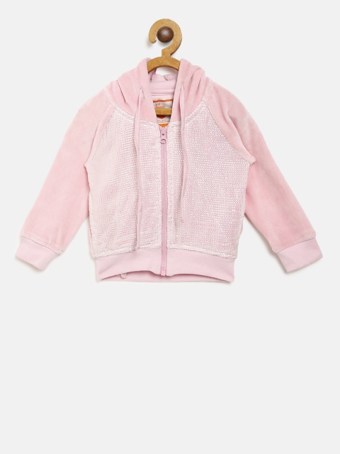 

612 league Girls Pink Sequinned Hooded Sweatshirt