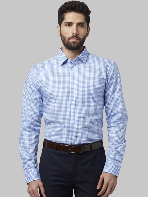 

Park Avenue Men Blue & White Slim Fit Self Design Formal Shirt